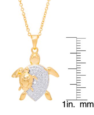 Diamond Accent Turtle Pendant 18" Necklace in Gold Plate