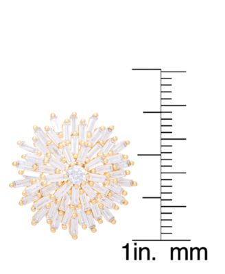 Cubic Zirconia Sun Stud Earrings in Gold Plate