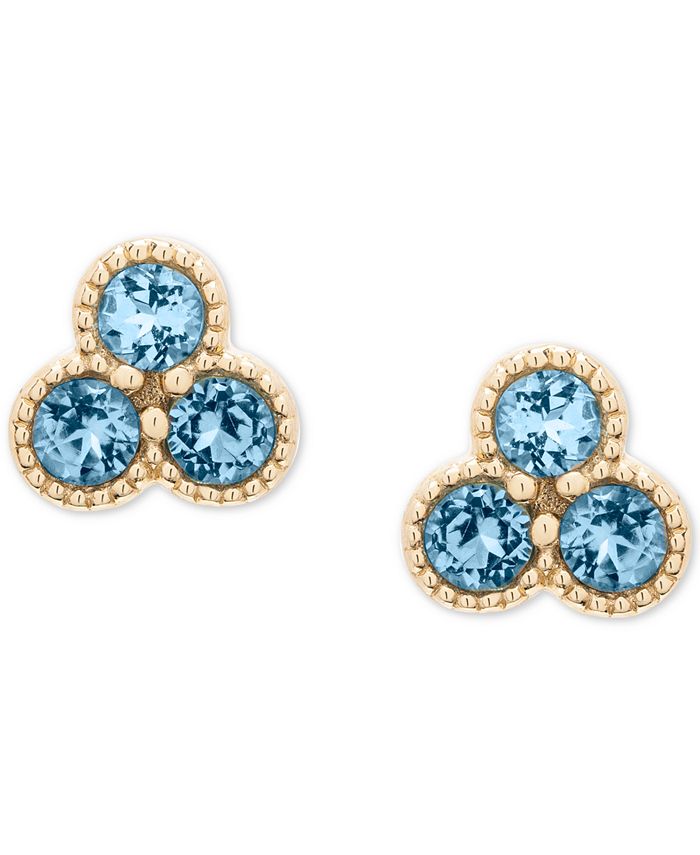 Macy s Blue Topaz Trio Cluster Stud Earrings 1 2 ct. t.w. in 14k