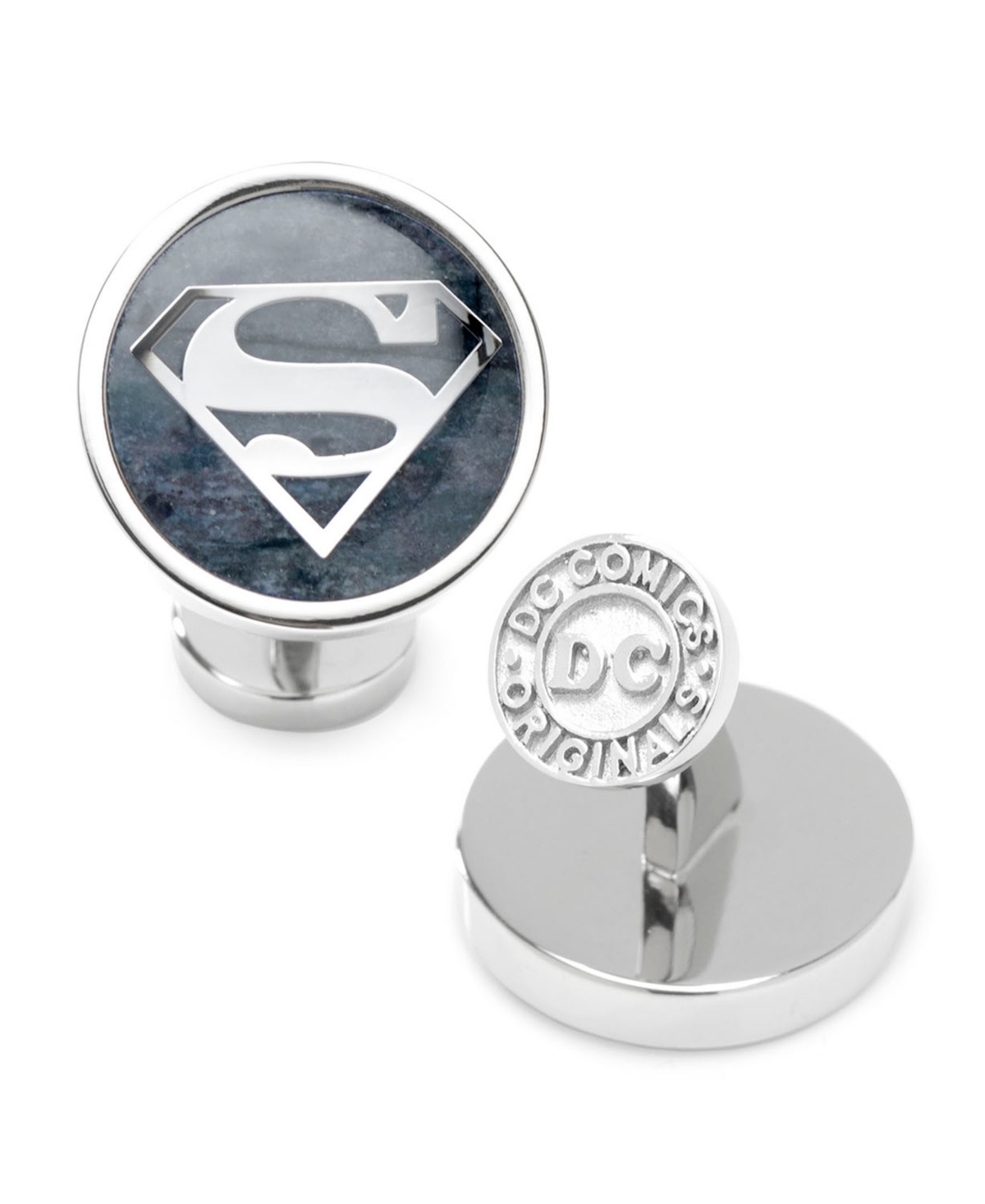 Men's Superman Gemstone Cufflinks - Silver-Tone