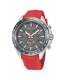 Men's Analog Red Silicone Strap Watch 46 mm