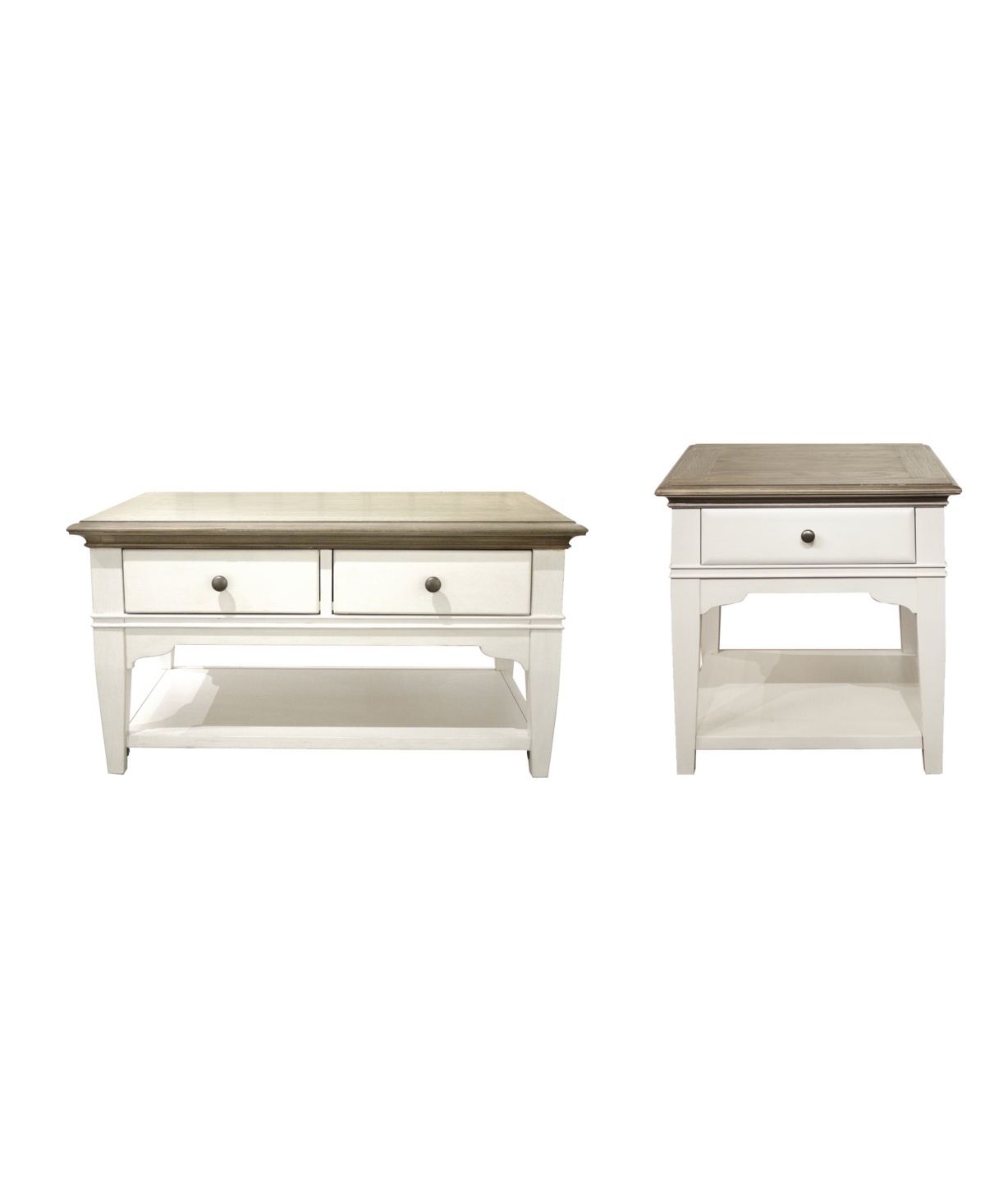 Shop Macy's Myra Small Leg Cocktail Table And Leg End Table Set In Natural,paperwhite