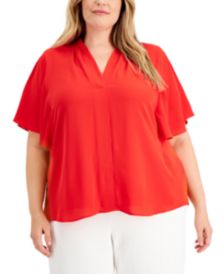 Plus Size Flutter-Sleeve Top