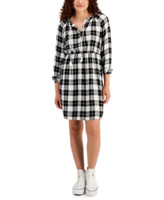 petite plaid shirt dress