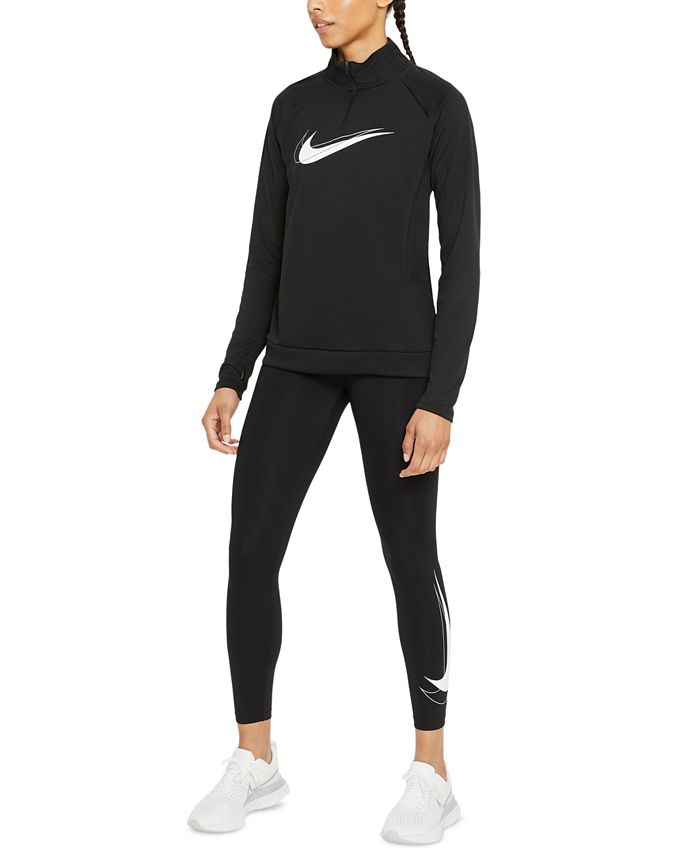 nike running swoosh half zip mid layer top in purple