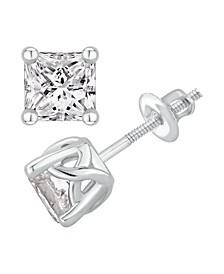 GIA Certified Diamond Princess Stud Earrings (1 1/2 ct. t.w.) in 14K White Gold