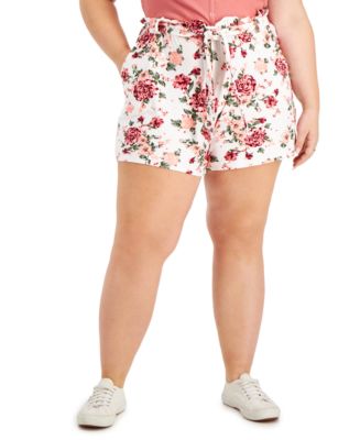 FULL CIRCLE TRENDS Trendy Plus Size Paperbag Shorts - Macy's