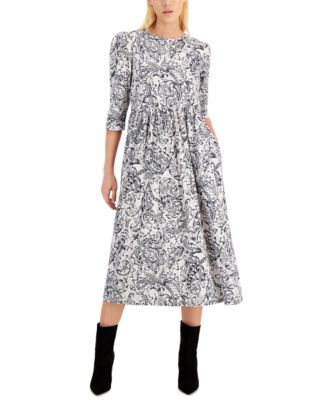Weekend Max Mara - Rane Cotton Printed Puff-Shoulder Dress