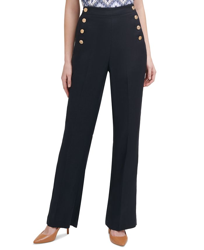 Calvin Klein Button-Detail Pants - Macy's