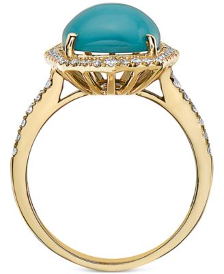 EFFY&reg; Turquoise & Diamond (3/8 ct. t.w.) Halo Ring in 14k Gold
