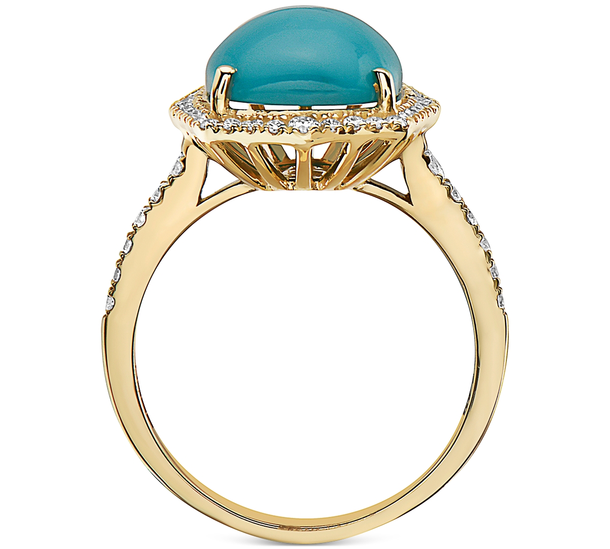 Effy Collection Effy Turquoise & Diamond (3/8 Ct. T.w.) Halo Ring In 14k Gold In 14k Yellow Gold