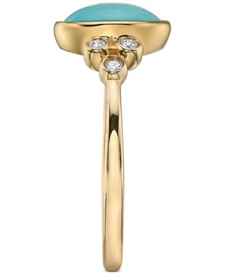 EFFY&reg; Turquoise & Diamond (1/10 ct. t.w.) Ring in 14k Gold