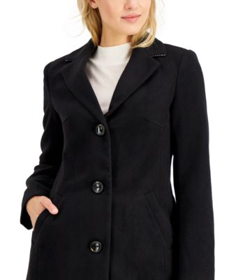 Me Juniors' Single-Breasted Reefer Coat 