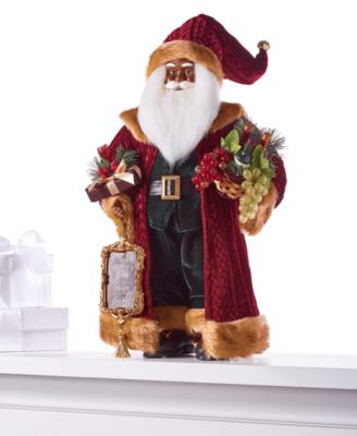 Holiday Lane - 18"H African-American Wine Santa