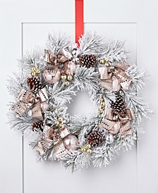 Shimmer and Light Pine Needle Wreath with Plastic Balls & Pinecones, Created for Macy's
