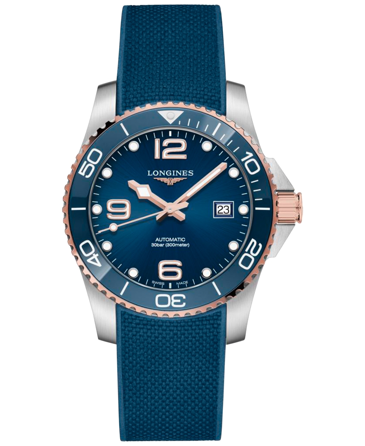 Men's Swiss Automatic HydroConquest Blue Rubber Strap Watch 41mm - Blue
