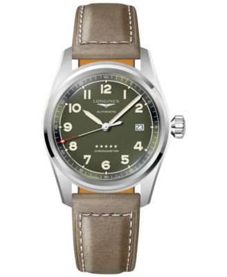 Longines - Men's Swiss Automatic Spirit Chronometer Brown Leather Strap Watch 40mm
