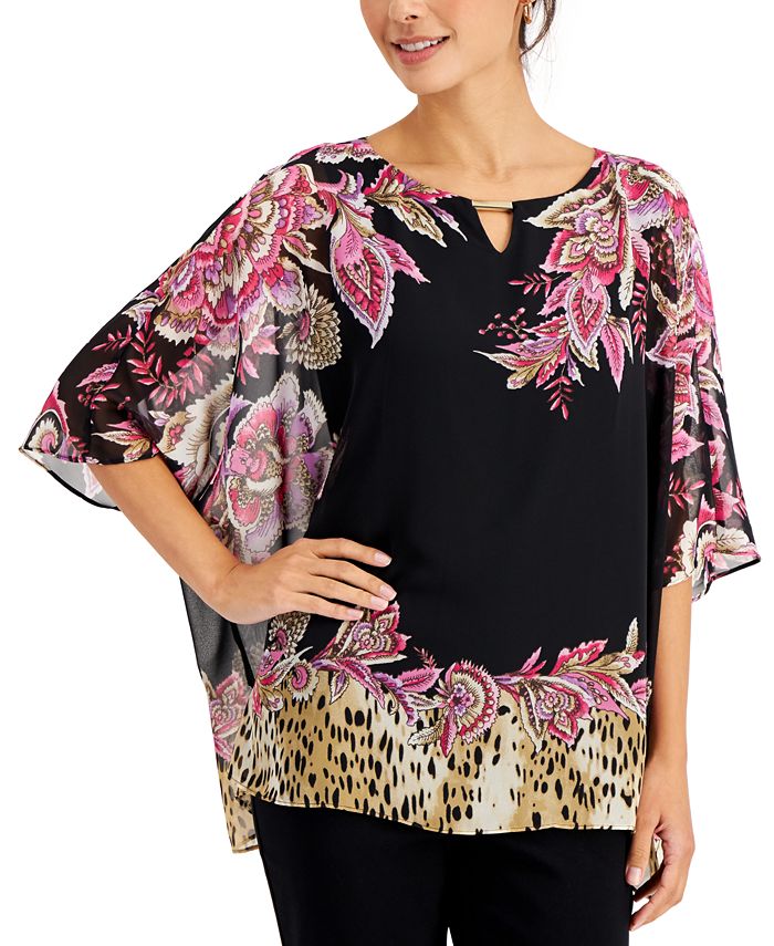 Macy's poncho sale tops