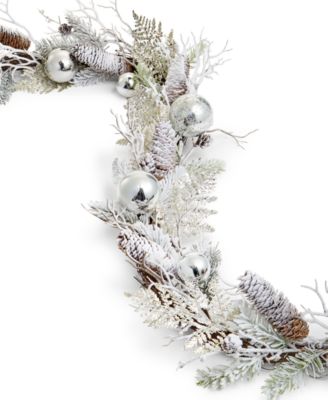 Martha Stewart Collection - Woodland Shimmer Branch and Silver-Tone Ornament Garland