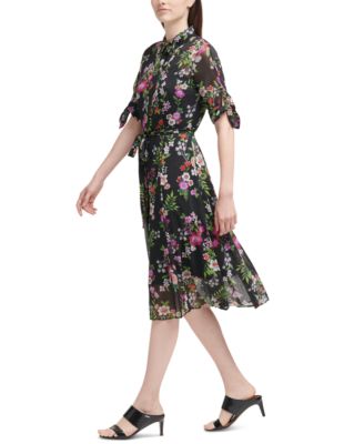 Calvin Klein Floral-Print Chiffon Midi Dress