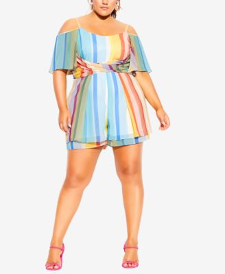 City Chic - Trendy Plus Size Gelato Stripe Romper