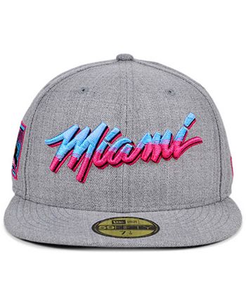 Miami Heat New Era Vice Blue Side Patch 59FIFTY Fitted Hat - White