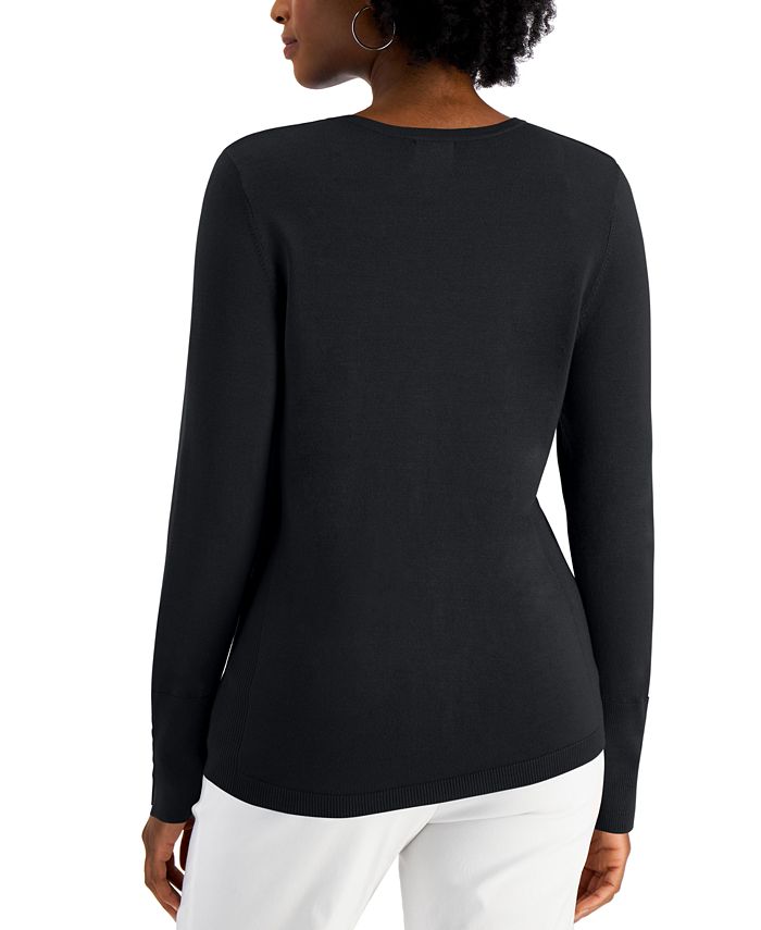 JM Collection Button-Sleeve Sweater, Created for Macy's & Reviews ...