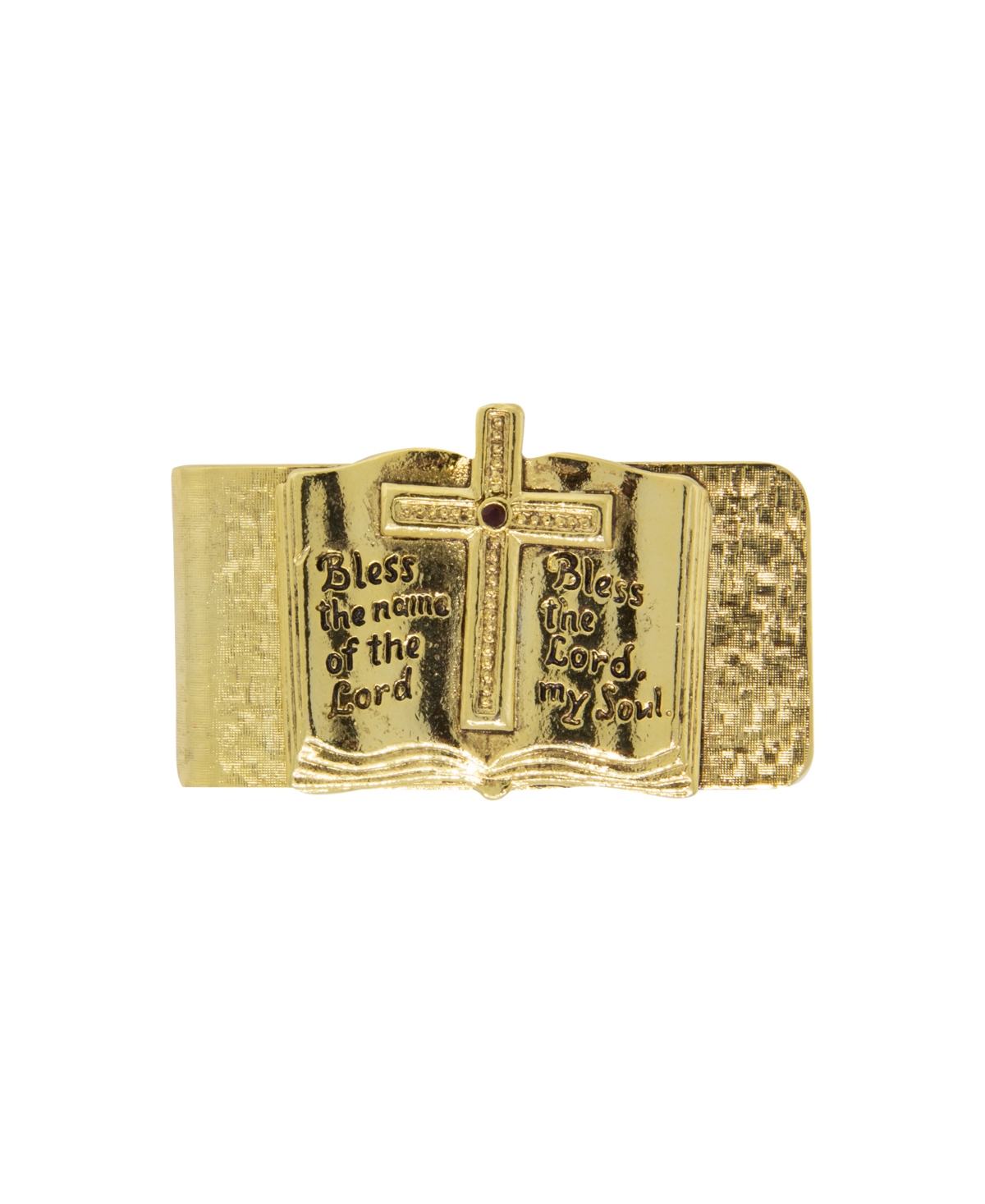 Symbols Of Faith Gold-tone Open Bible "bless The Lord" Money Clip In Yellow