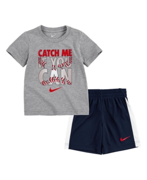 Nike Little Boys Americana Catch Me If You Can Short Sleeve Short Set 2piece