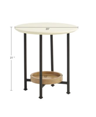 Beaumont Modern 20" Round Lower Shelf Storage End Table with Metal Legs
