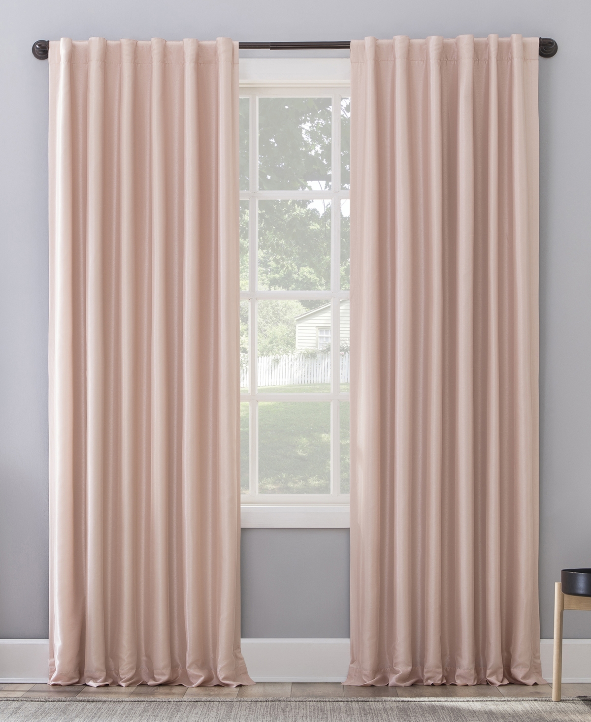 Sun Zero Evelina Faux Silk Thermal Blackout Curtain Panel, 50" X 84" In Blush Pink