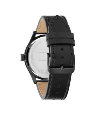 Men's Black Leather Strap Watch 38mm