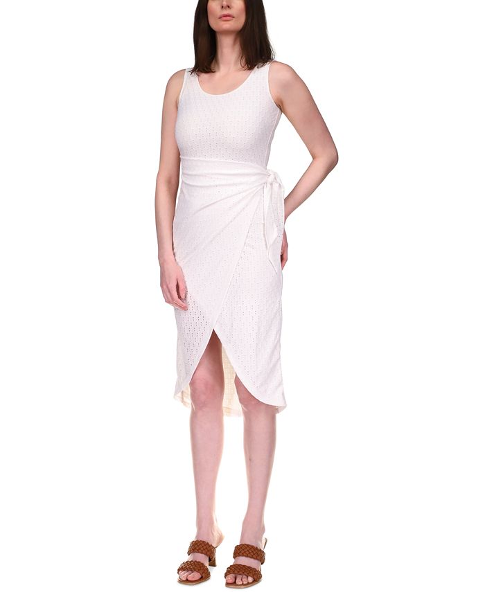 Michael Kors Eyelet Embroidered Faux Wrap Dress Regular Petite