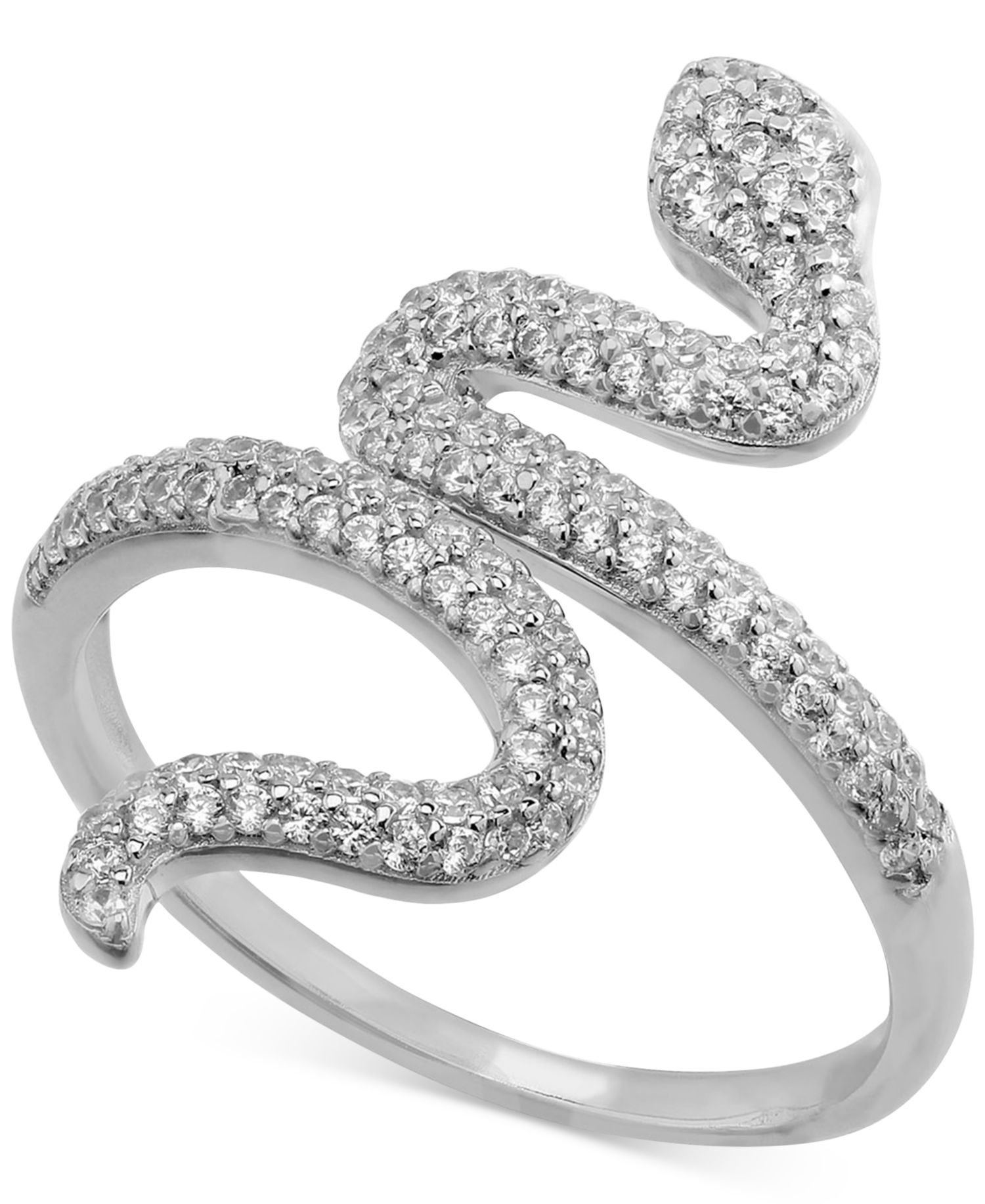 Cubic Zirconia Snake Ring in Sterling Silver