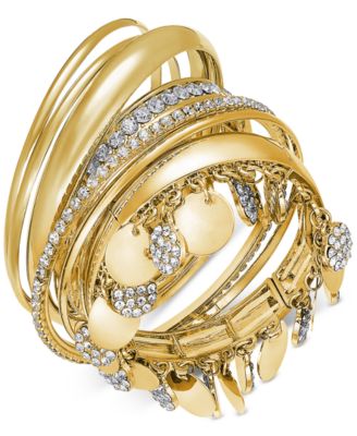 Style & Co - 7-Pc. Set Pav&eacute; Shaky Disc Bangle Bracelets