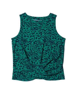Big Girls All Over Print Twist Front Tank Top