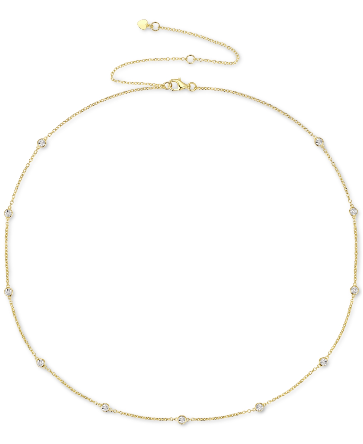 MACY'S DIAMOND BEZEL NECKLACE (1/10 CT. T.W.) IN STERLING SILVER, 14K GOLD-PLATED STERLING SILVER OR 14K RO 