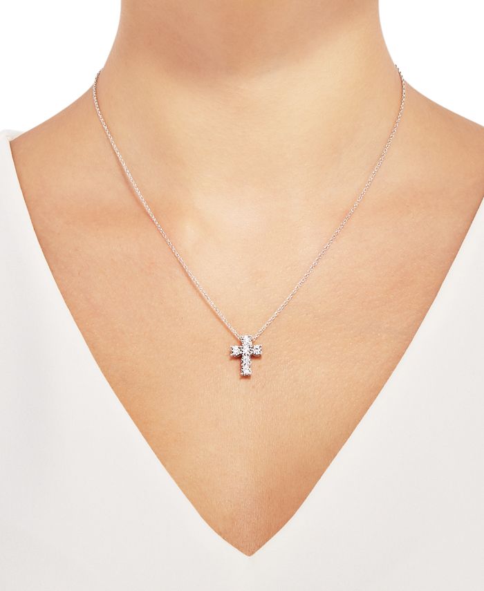 Forever Grown Diamonds LabCreated Diamond Cross Pendant Necklace (1/3