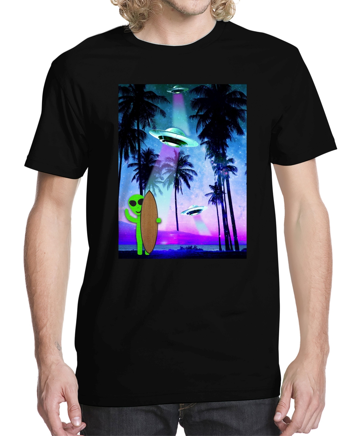 Men's Tropical Space Graphic T-shirt - Black