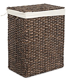 Foldable Rectangular Laundry Hamper with Lid & Canvas Liner