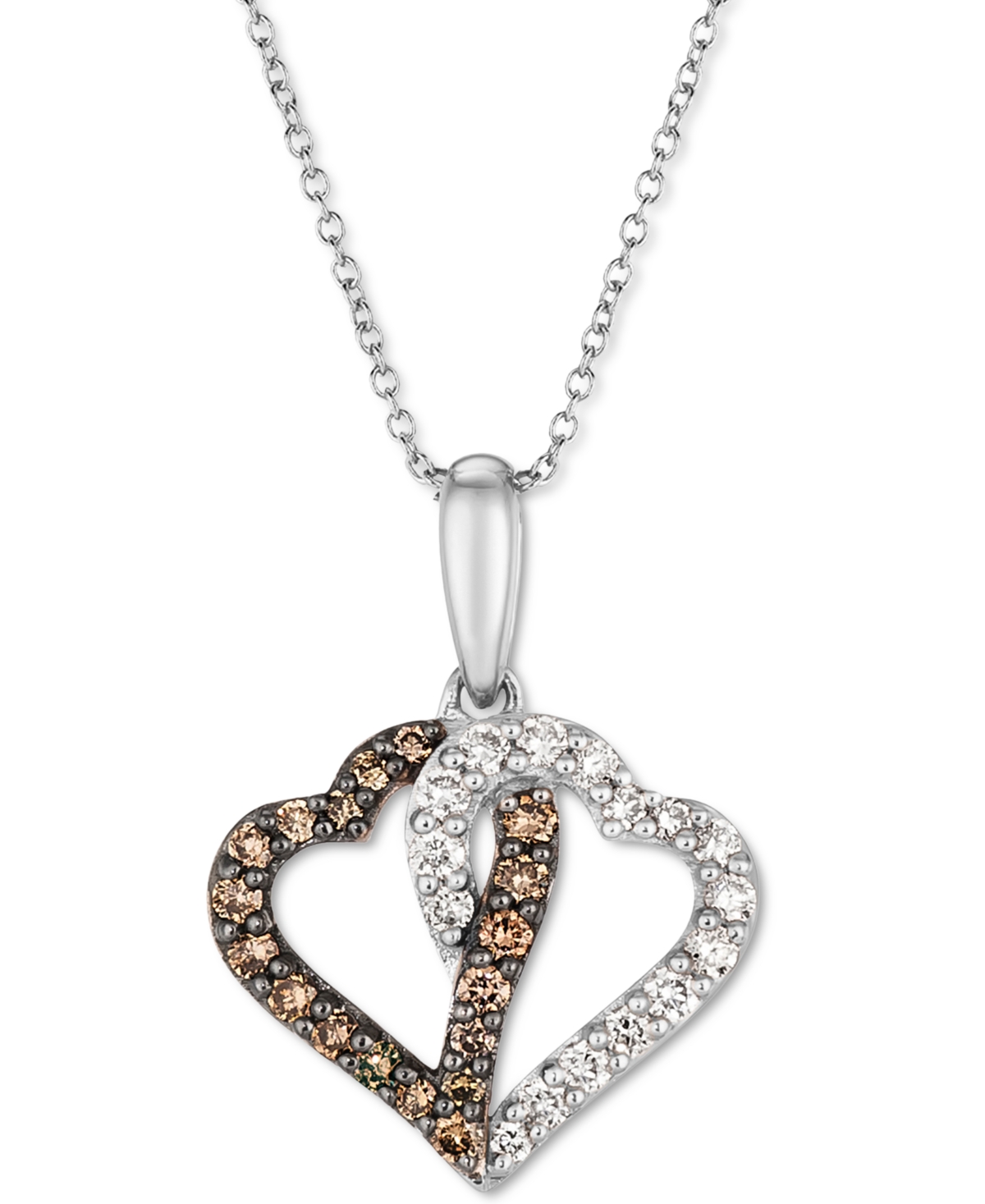 Le Vian Chocolate Diamond (1/5 ct. t.w.) & Nude Diamond (1/5 ct. t.w.) Interlocking Heart 18