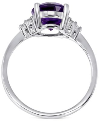 Amethyst (1-5/8 ct. t.w.) & Diamond (1/20 ct. t.w.) Ring in 14k Gold (Also in London Blue Topaz & Rhodolite Garnet)