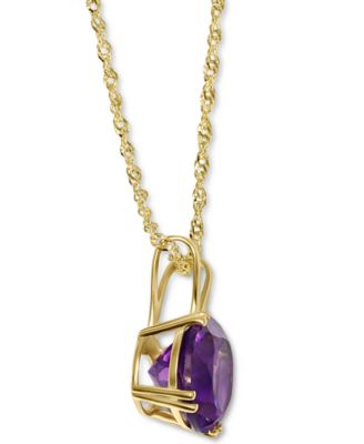 Gemstone Solitaire Pendant Necklace in 14k Gold, 16" + 2" extender