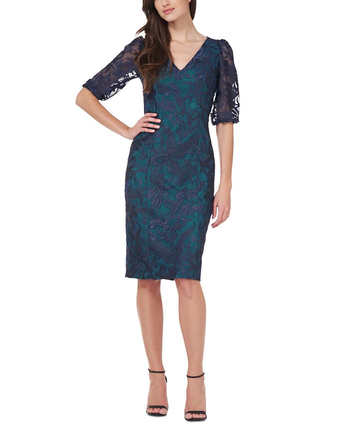 JS Collections Embroidered Sheath Dress - Macy's