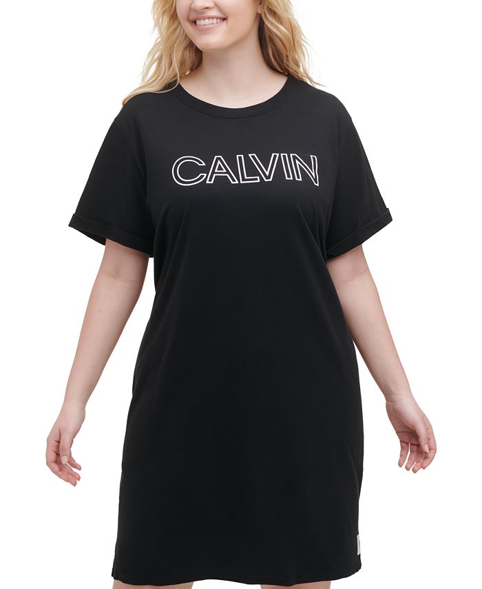 Calvin Klein Plus Size Logo T-Shirt Dress & Reviews - Dresses - Plus Sizes  - Macy's