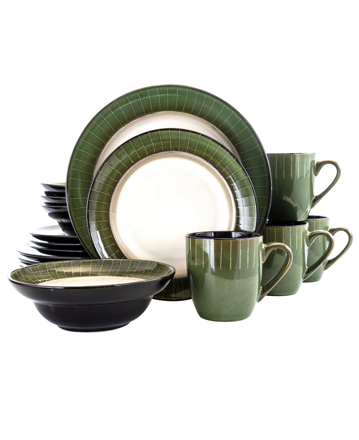 Grand Jade Luxurious Dinnerware with Complete Set of 16 Pieces - Open Green