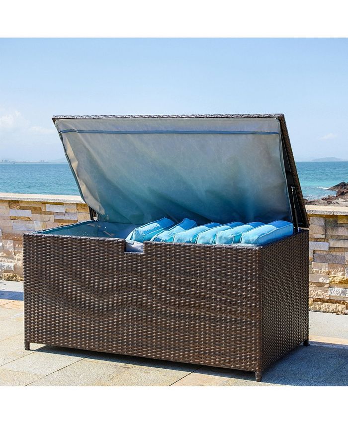 Glitzhome Outdoor Patio Oversized All-Weather Wicker Storage Trunk - Macy's