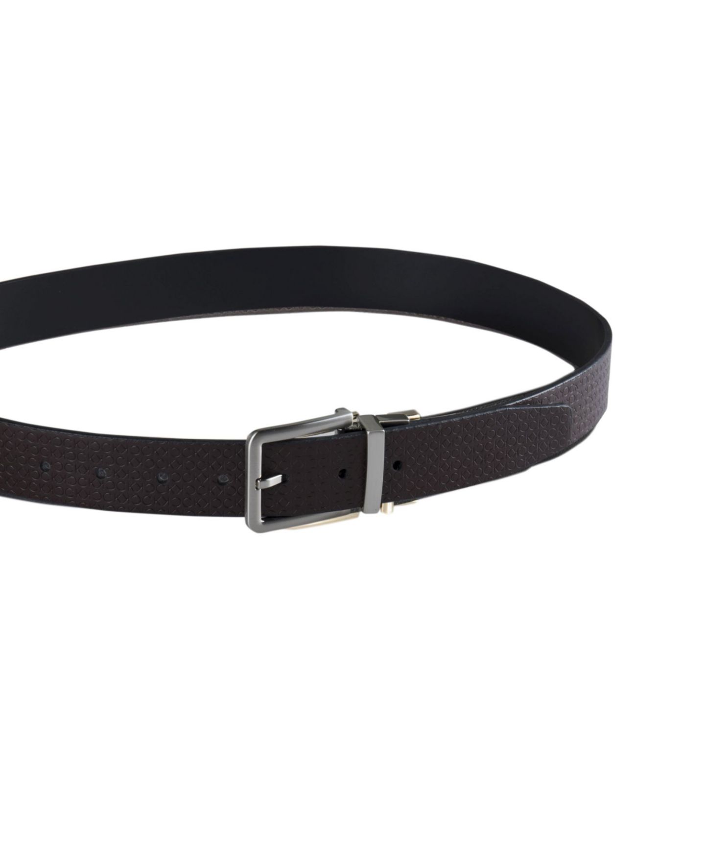 Мужской ремень Calvin Klein Micro Logo Strap Reversible Casual Belt, цвет: Чёрный — фото 11