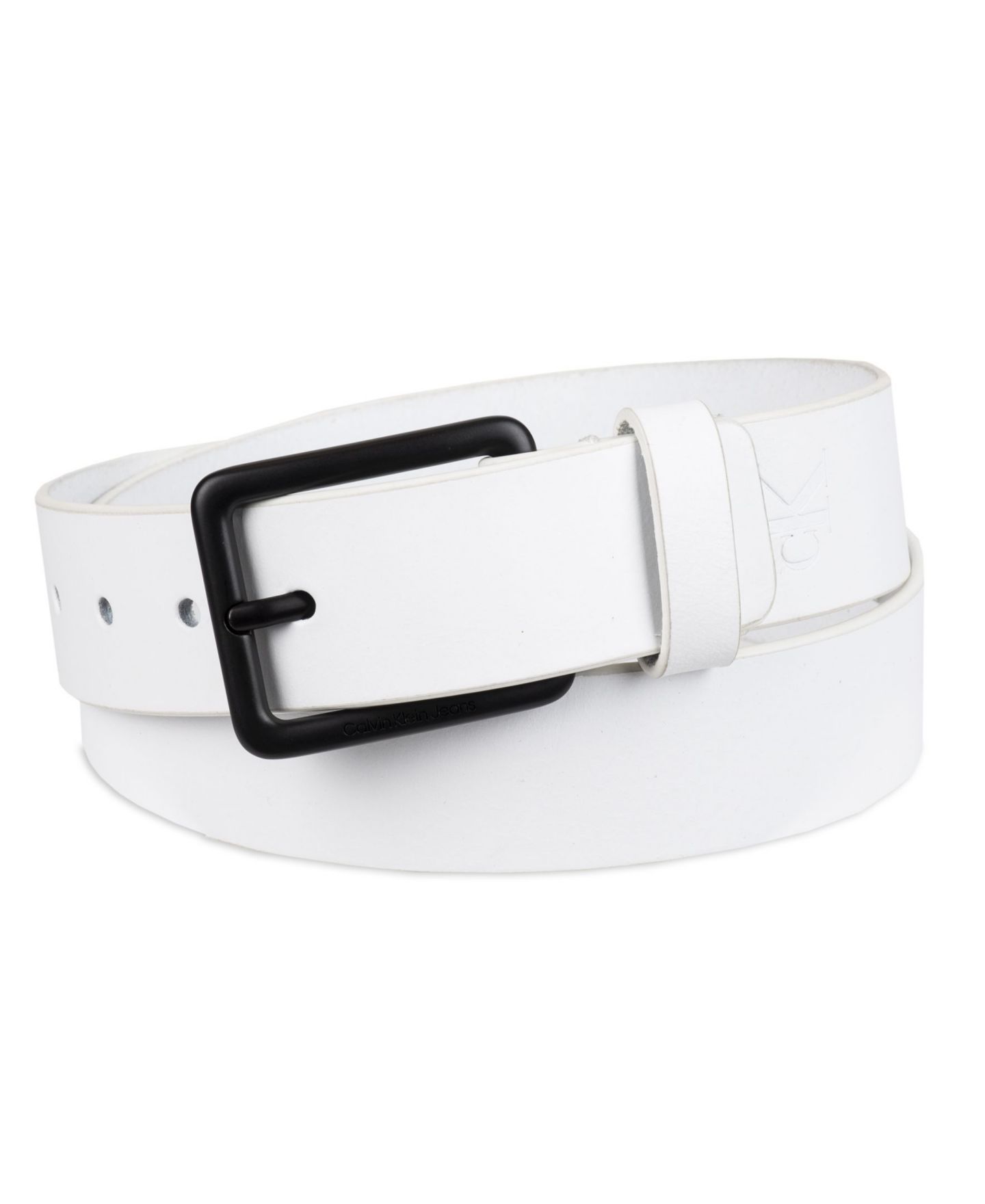 Мужской ремень Calvin Klein Genuine Leather Casual Bridle Belt, цвет: Белый — фото 1