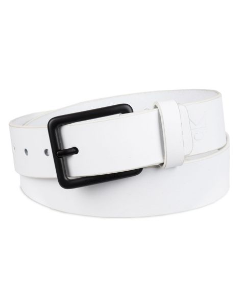 Мужской ремень Calvin Klein Genuine Leather Casual Bridle Belt, цвет: Белый
